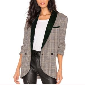 Free People Plaid Velvet Oversized Blazer BLOGGER
